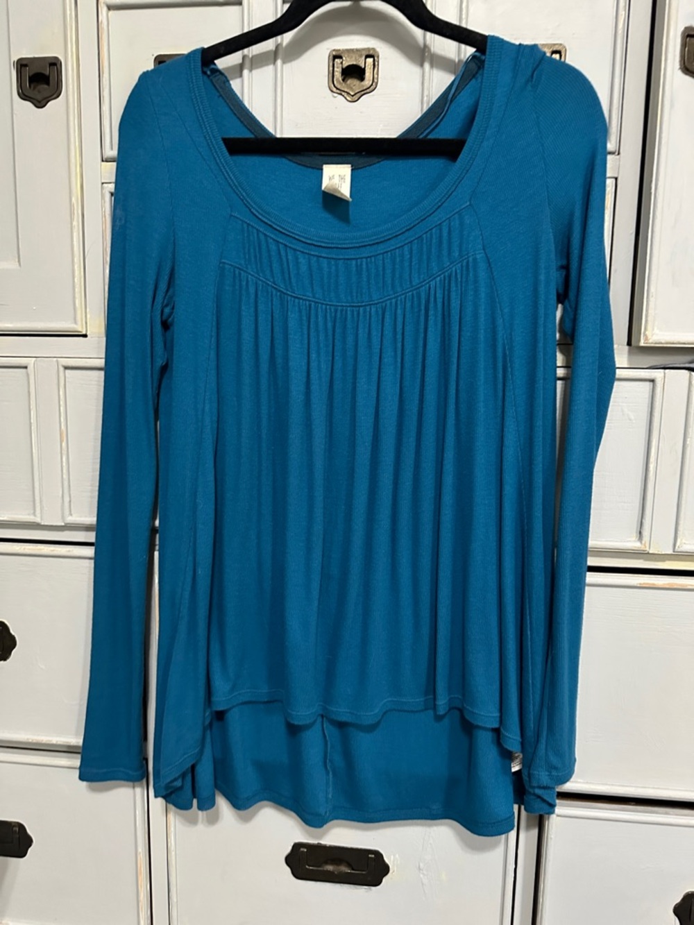 We The Free Teal Long Sleeve Scoop Neck Top